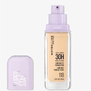 NWT Maybelline Super Stay Up to 30HR Wear Lumi-Matte Longwear Foundation 118